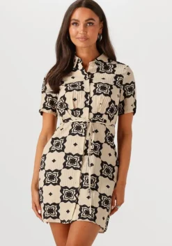 beige object mini jurk objella re s/s short dress 138