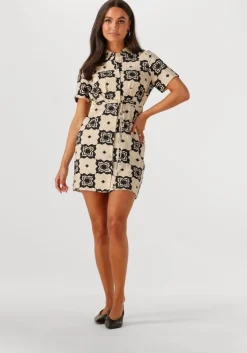 beige object mini jurk objella re s/s short dress 138