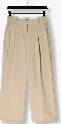 beige object pantalon objivy hw wide pant