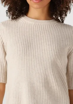 beige object trui objelva 2/4 re o-neck knit