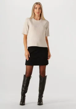 beige object trui objelva 2/4 re o-neck knit