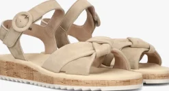 beige paul green platte sandalen 6105