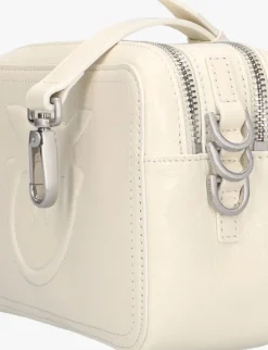 beige pinko schoudertas carrie camera bag