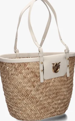 beige pinko shopper love summer basket raffia