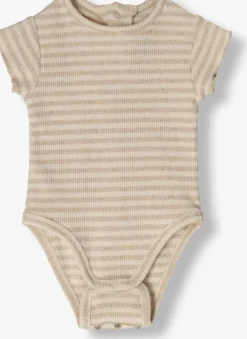 beige play up rompers striped rib body