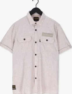 beige pme legend casual overhemd short sleeve shirt ctn linen fil a fil