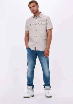 beige pme legend casual overhemd short sleeve shirt ctn linen fil a fil
