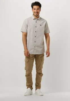 beige pme legend casual overhemd short sleeve shirt yarn dyed stripe