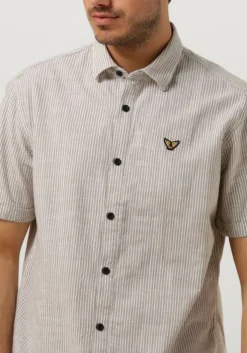 beige pme legend casual overhemd short sleeve shirt yarn dyed stripe