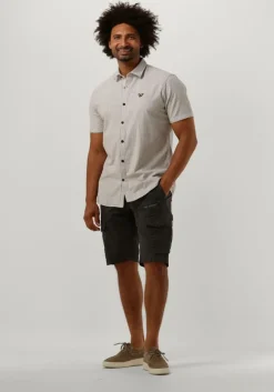 beige pme legend casual overhemd short sleeve shirt yarn dyed stripe