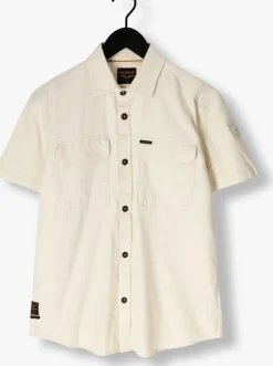 beige pme legend casual overhemd short sleeve shirt slub cotton