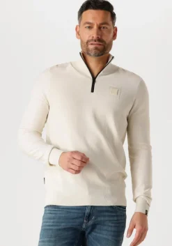 beige pme legend trui half zip collar cotton modal