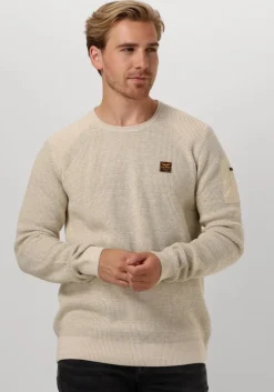 beige pme legend trui r-neck cotton rib melee knit