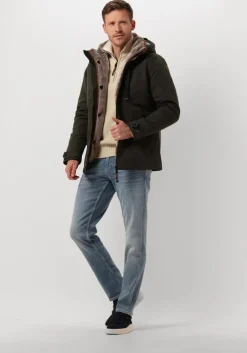 beige pme legend truien/vesten half zip collar cotton mix yarn