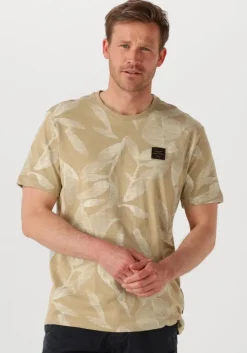 beige pme legend t-shirt slub jersey aop