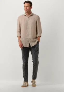 beige profuomo casual overhemd shirt x-cutaway sc linnen