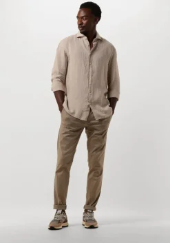 beige profuomo casual overhemd shirt x-cutaway sc linnen