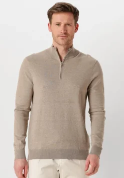 beige profuomo coltrui half zip luxury basic
