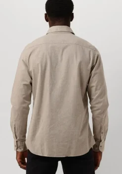 beige profuomo klassiek overhemd shirt cutaway sc cotton linnen