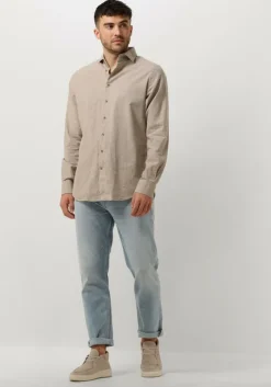 beige profuomo klassiek overhemd shirt cutaway sc cotton linnen
