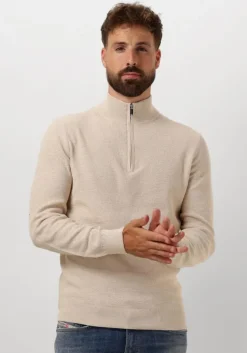 beige profuomo trui pullover half zip