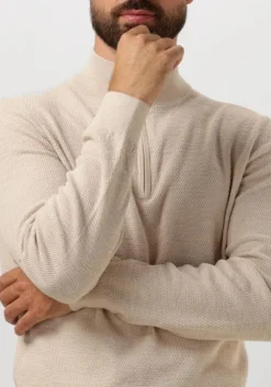 beige profuomo trui pullover half zip