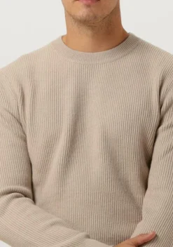 beige profuomo trui pullover crew neck