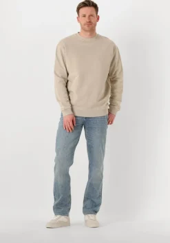 beige pure path sweater loose fit crewneck ls sweaters