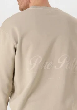 beige pure path sweater loose fit crewneck ls sweaters