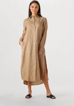 beige resort finest maxi jurk shirt dress