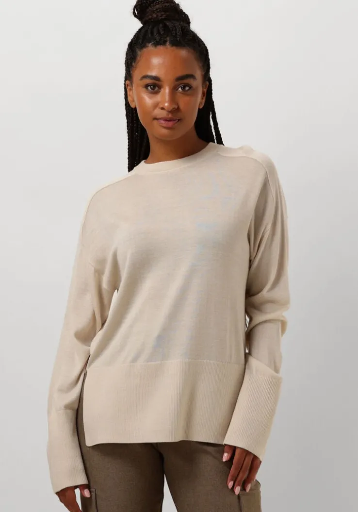 beige ruby tuesday trui vallie soft round neck pullover high border
