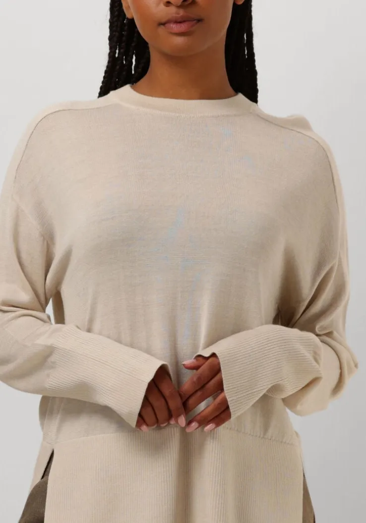 beige ruby tuesday trui vallie soft round neck pullover high border