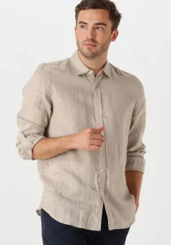 beige scotch & soda casual overhemd regular fit linen shirt