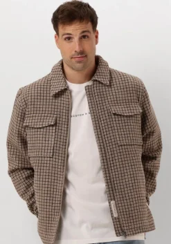 beige scotch & soda jack wool blend zip-thru overshirt