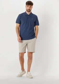 beige scotch & soda korte broek fave cotton/linen twill bermuda