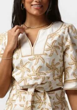 beige scotch & soda top embroidered linen crop top