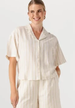 beige selected femme blouses slfluisa 2/4 revers shirt b