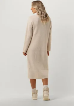 beige selected femme midi jurk slfmaline ls knit dresshigh neck
