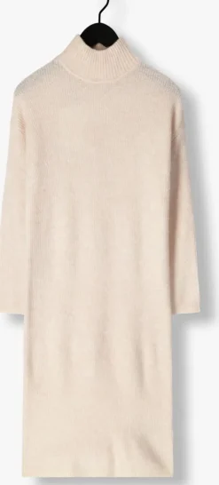 beige selected femme midi jurk slfmaline ls knit dresshigh neck