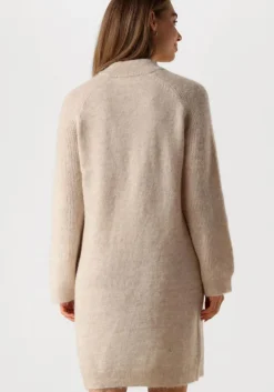 beige selected femme mini jurk slflulu ls high neck knit dress