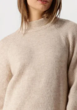 beige selected femme mini jurk slflulu ls high neck knit dress