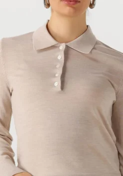 beige selected femme tops & t-shirts slfthea ls knit merino collar neck