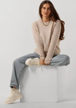 beige selected femme trui lulu ls knit o-neck b