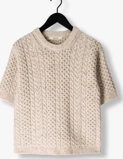 beige selected femme trui slfnelly 2/4 knit o-neckda