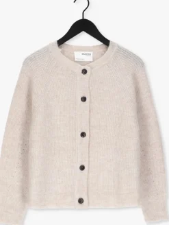 beige selected femme vest slflulu ls knit short cardigan