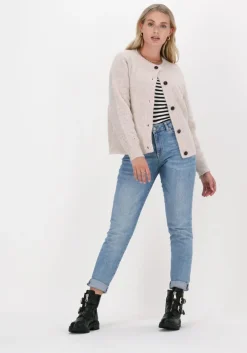 beige selected femme vest slflulu ls knit short cardigan