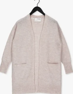 beige selected femme vest lulu new ls knit long cardigan b