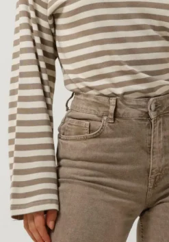 beige selected femme wide jeans slfalice-cora hw latte denim wide jeans