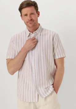 beige selected homme casual overhemd slhreg-sun shirt ss noos