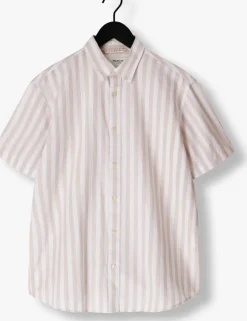 beige selected homme casual overhemd slhreg-sun shirt ss noos